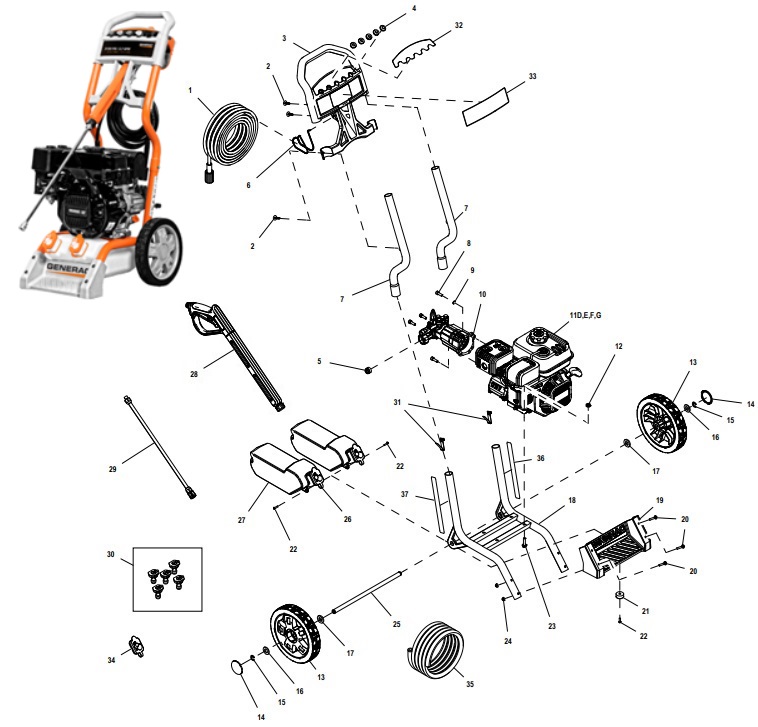 generac 0065980 Power Washer repair Parts